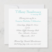 40e verjaardag van de uitnodiging - Aqua (Achterkant)