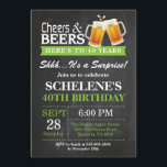 40e verjaardag van de uitnodiging tot het indienen<br><div class="desc">Verrassende Cheers and Beers 40th Birthday Invitation Card. Volwassen verjaardag. Groen. 16e 18e 21e 30e 40e 50e 70e 80e 90e 100e. Elke leeftijd. Voor verdere aanpassing,  te klikken gelieve de knoop "van de Aanpassing het"en ons ontwerphulpmiddel te gebruiken om deze sjabloon te wijzigen.</div>