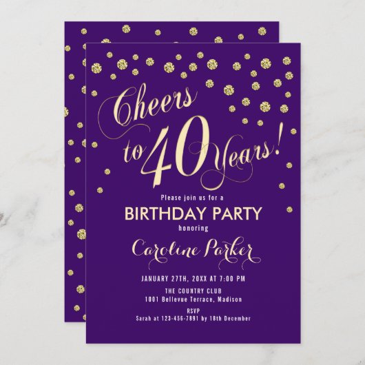 40e verjaardag van de uitnodiging van de partij -  (Voorkant / Achterkant)