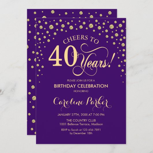 40e verjaardag van de uitnodiging van de partij -  (Voorkant / Achterkant)