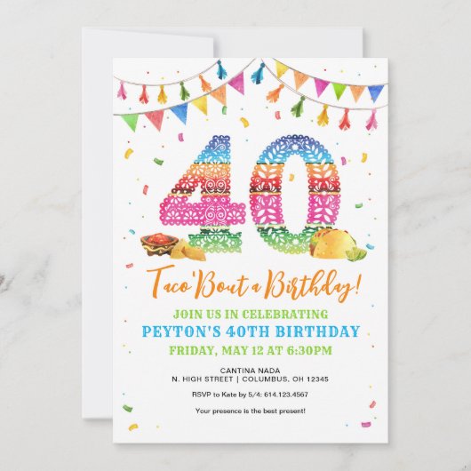 40e verjaardag van de uitnodiging van Fiesta (Voorkant)