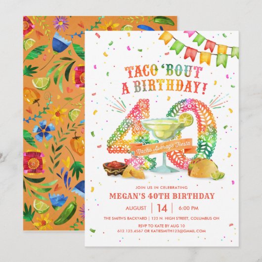 40e verjaardag van de uitnodiging van Fiesta (Voorkant / Achterkant)