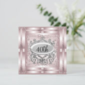 40e verjaardag van de uitnodigingsproze kaart (Staand voorkant)