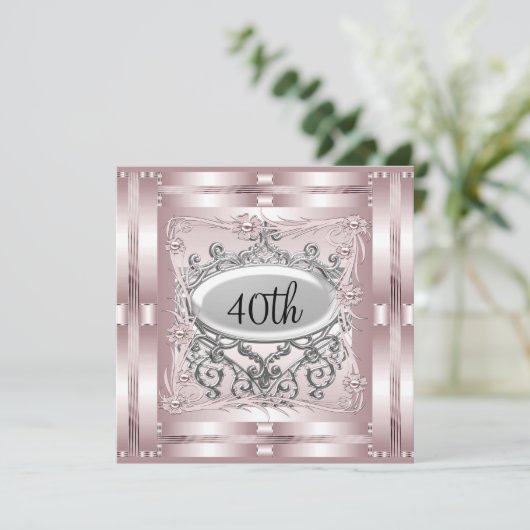 40e verjaardag van de uitnodigingsproze kaart (Staand voorkant)