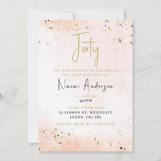 40e verjaardag van de uitnodigingsproze kaart (Voorkant)