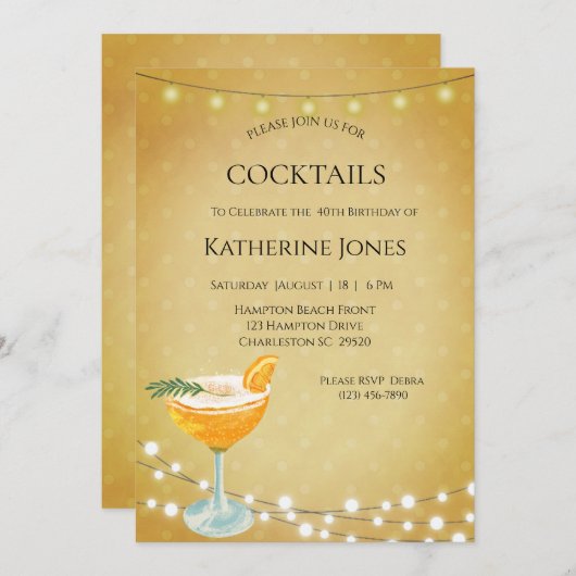 40e verjaardag van de vrouwendag-cocktail kaart (Voorkant / Achterkant)