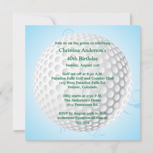 40e verjaardag van de vrouwengolf kaart (Achterkant)