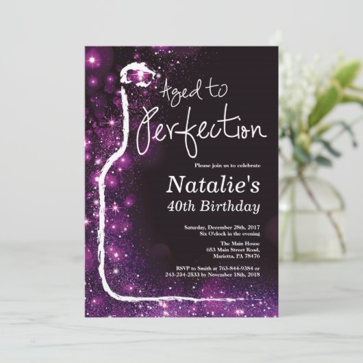 40e verjaardag van de wijngaarden Paars van perfec Kaart (Staand voorkant)