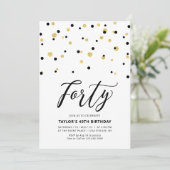 40e verjaardag van de zwarte & Gold Simple 40e ver Kaart (Staand voorkant)