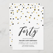 40e verjaardag van de zwarte & Gold Simple 40e ver Kaart (Voorkant / Achterkant)