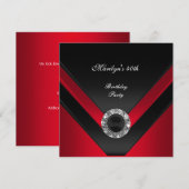 40e verjaardag van de zwarte Rood Diamond Jewel Kaart (Voorkant / Achterkant)