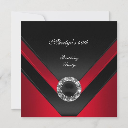 40e verjaardag van de zwarte Rood Diamond Jewel Kaart (Voorkant)