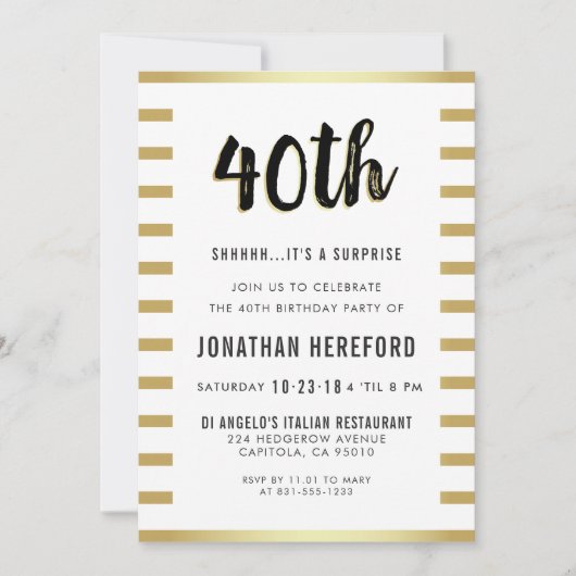 40e verjaardag van de zwarte, witte en gouden verr kaart (Voorkant)