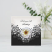 40e verjaardag van de zwarte witte lade kaart (Staand voorkant)