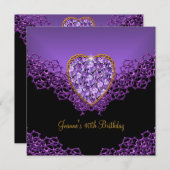40e verjaardag van de zwarte zilver diep Paars har Kaart (Voorkant / Achterkant)