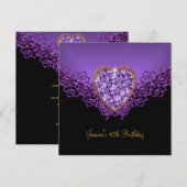 40e verjaardag van de zwarte zilver diep Paars har Kaart (Voorkant / Achterkant)