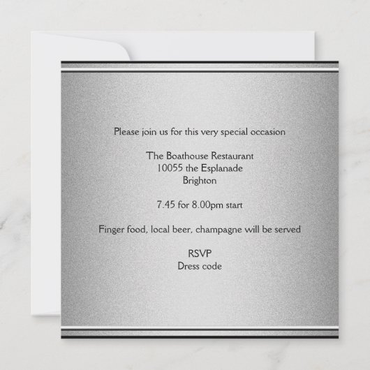 40e verjaardag van Elegant Black & Silver Metal Kaart (Achterkant)