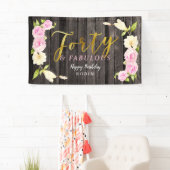 40e verjaardag van Floral en Fabulous Rustic Spandoek (Insitu)