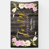 40e verjaardag van Floral en Fabulous Rustic Spandoek (Verticaal)