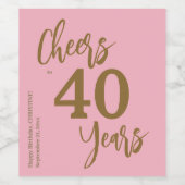 40e verjaardag van gepersonaliseerde luiers tot ja wijn etiket (Enkel label)