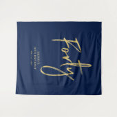 40e verjaardag van Gold & Navy Blue Wandkleed (Voorkant (horizontaal))