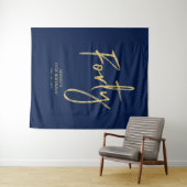 40e verjaardag van Gold & Navy Blue Wandkleed (In Situ (horizontaal))