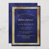 40e verjaardag van het blauwe gouden feest kaart (Voorkant / Achterkant)