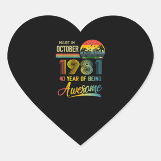 40e verjaardag van het cadeau van oktober 1981 hart sticker