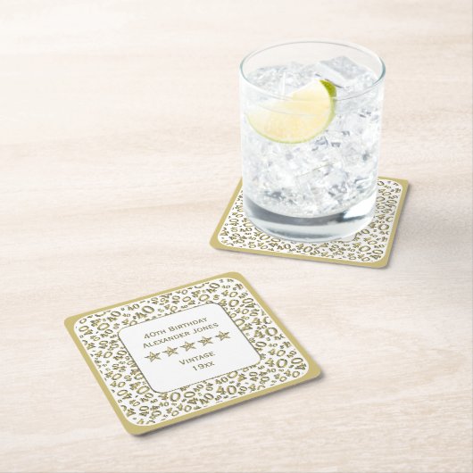 40e verjaardag van het Gold- en White Number Patte Kartonnen Onderzetters (Insitu)