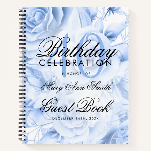 40e verjaardag van het Guestbook Party Floral Navy Notitieboek (Voorkant)