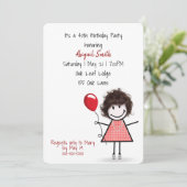 40e verjaardag van het meisje met de Rode ballon Kaart (Staand voorkant)