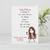 40e verjaardag van het meisje met wijn kaart (Staand voorkant)