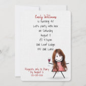 40e verjaardag van het meisje met wijn kaart (Voorkant)