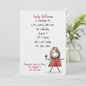 40e verjaardag van het meisje met wijn kaart (Staand voorkant)