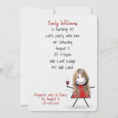 40e verjaardag van het meisje met wijn kaart (Voorkant)