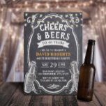 40e verjaardag van het roer- en bierbord kaart<br><div class="desc">Cheers & Beers Rustic Chalkboard 40th Birthday Invitations.</div>