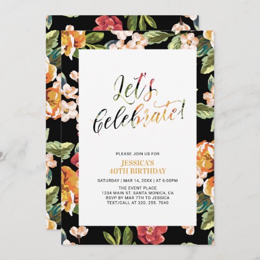 40e verjaardag van het tropische flessenpatroon kaart (Voorkant / Achterkant)