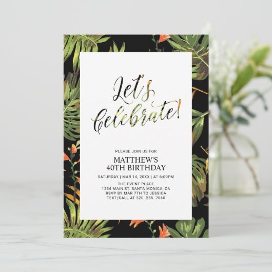40e verjaardag van het tropische palmpatroon kaart (Staand voorkant)