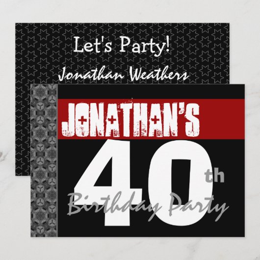 40e verjaardag van het Zwarte Patroon van de Parti Kaart (Voorkant / Achterkant)