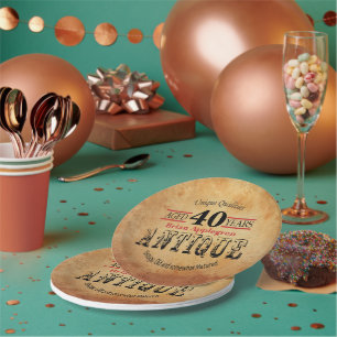 40e verjaardag van oud, Antiek en  design Papieren Bordje