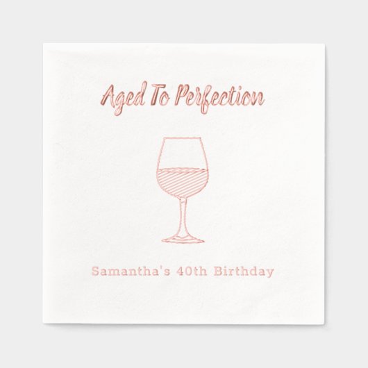40e verjaardag van perfecte wijn folie servetten (Voorkant)