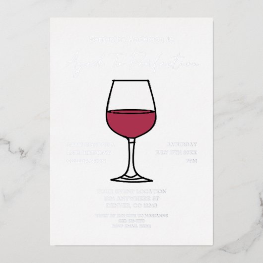 40e verjaardag van perfecte wijn folie uitnodiging (Voorkant)