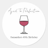 40e verjaardag van perfecte wijn ronde sticker (Voorkant)
