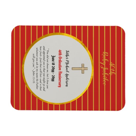 40e verjaardag van priesterwijding Priester Robijn Magneet (Horizontaal)