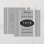  40e verjaardag van Silver Metal Black Kaart (Voorkant / Achterkant)