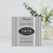  40e verjaardag van Silver Metal Black Kaart (Staand voorkant)