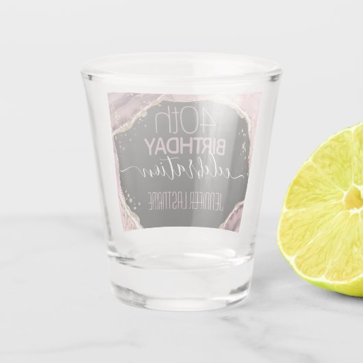 40e verjaardag van Steen en Goud Schuurglas Shot Glas (Achterkant)