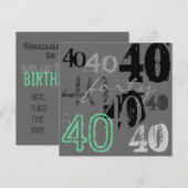 40e verjaardag van uitnodigingen (Voorkant / Achterkant)