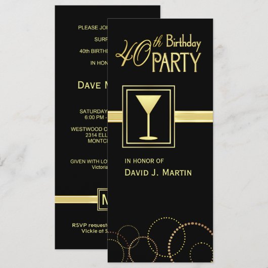 40e verjaardag van uitnodigingen (Voorkant / Achterkant)