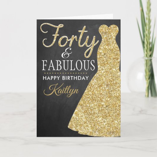 40e verjaardag van veertig en Fabulous Kaart (Voorkant)